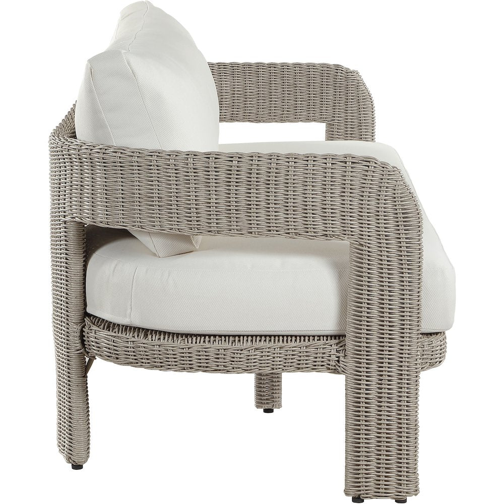 Sandbay 83.5" Cream Olefin Water Resistant Fabric And Wicker Outdoor Patio Sofa