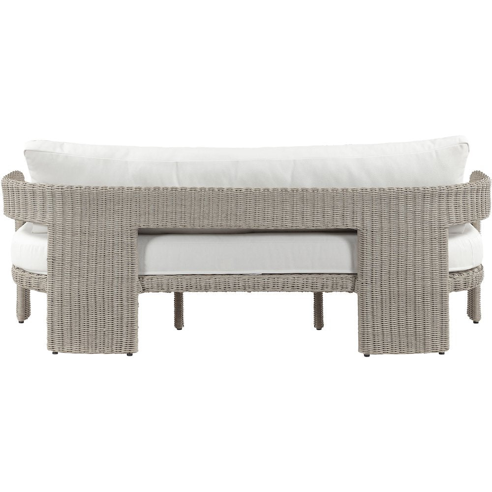 Sandbay 83.5" Cream Olefin Water Resistant Fabric And Wicker Outdoor Patio Sofa
