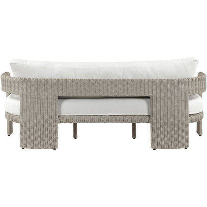 Sandbay 83.5" Cream Olefin Water Resistant Fabric And Wicker Outdoor Patio Sofa