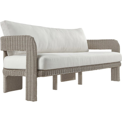 Sandbay 83.5" Cream Olefin Water Resistant Fabric And Wicker Outdoor Patio Sofa