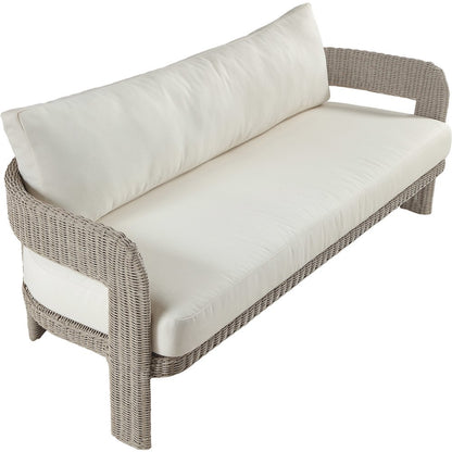 Sandbay 83.5" Cream Olefin Water Resistant Fabric And Wicker Outdoor Patio Sofa