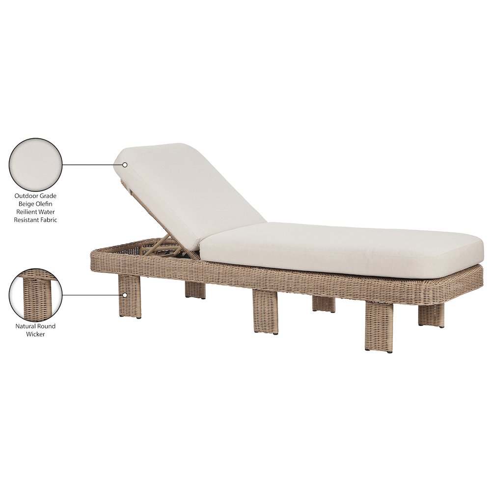 Sandbay Beige Olefin Water Resistant Fabric Wicker Outdoor Patio Lounge Chair