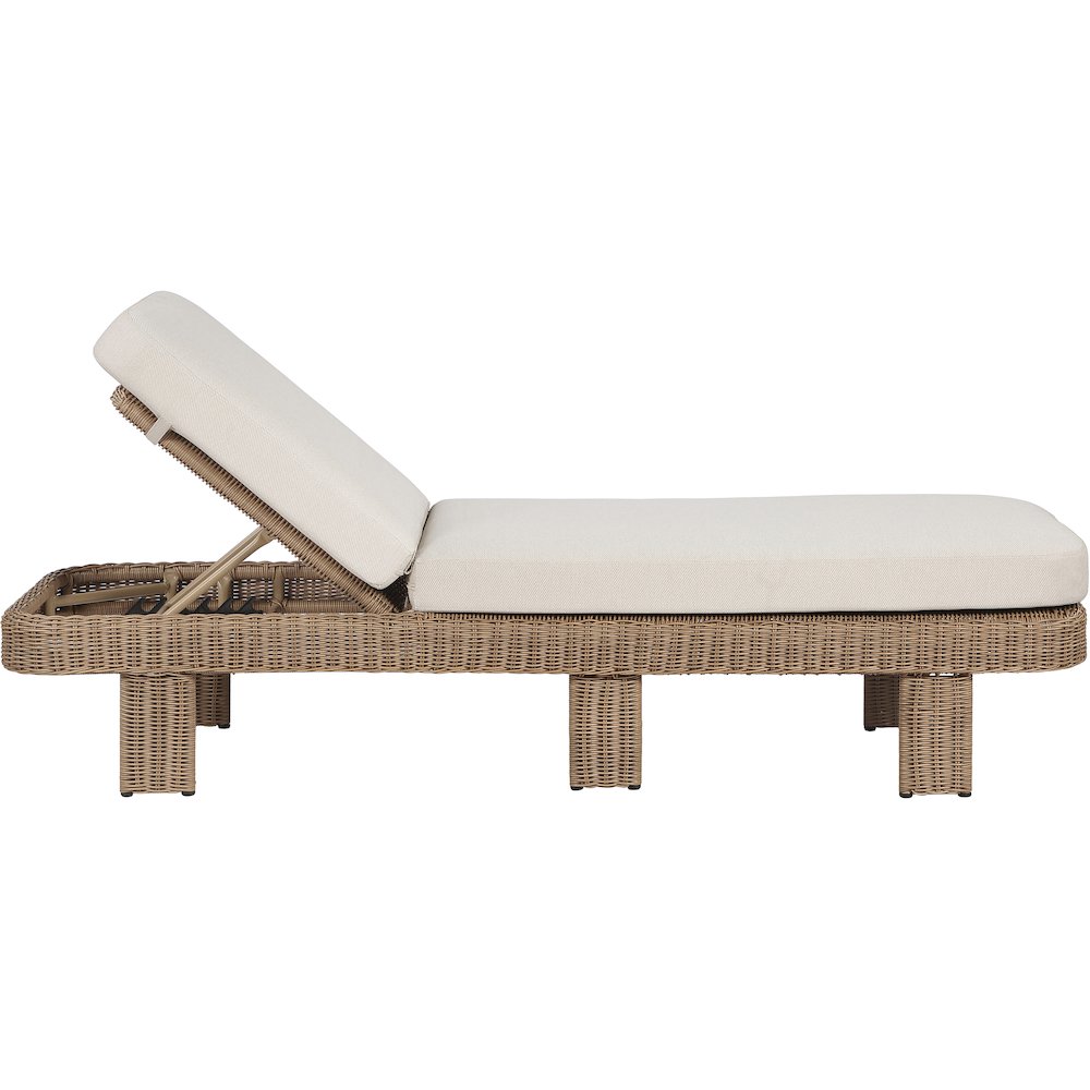 Sandbay Beige Olefin Water Resistant Fabric Wicker Outdoor Patio Lounge Chair