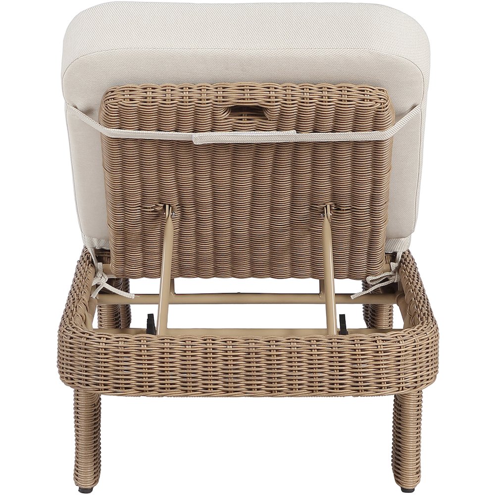 Sandbay Beige Olefin Water Resistant Fabric Wicker Outdoor Patio Lounge Chair
