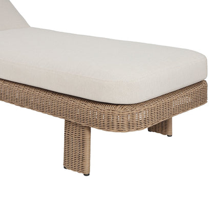 Sandbay Beige Olefin Water Resistant Fabric Wicker Outdoor Patio Lounge Chair
