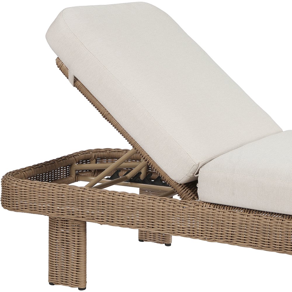 Sandbay Beige Olefin Water Resistant Fabric Wicker Outdoor Patio Lounge Chair