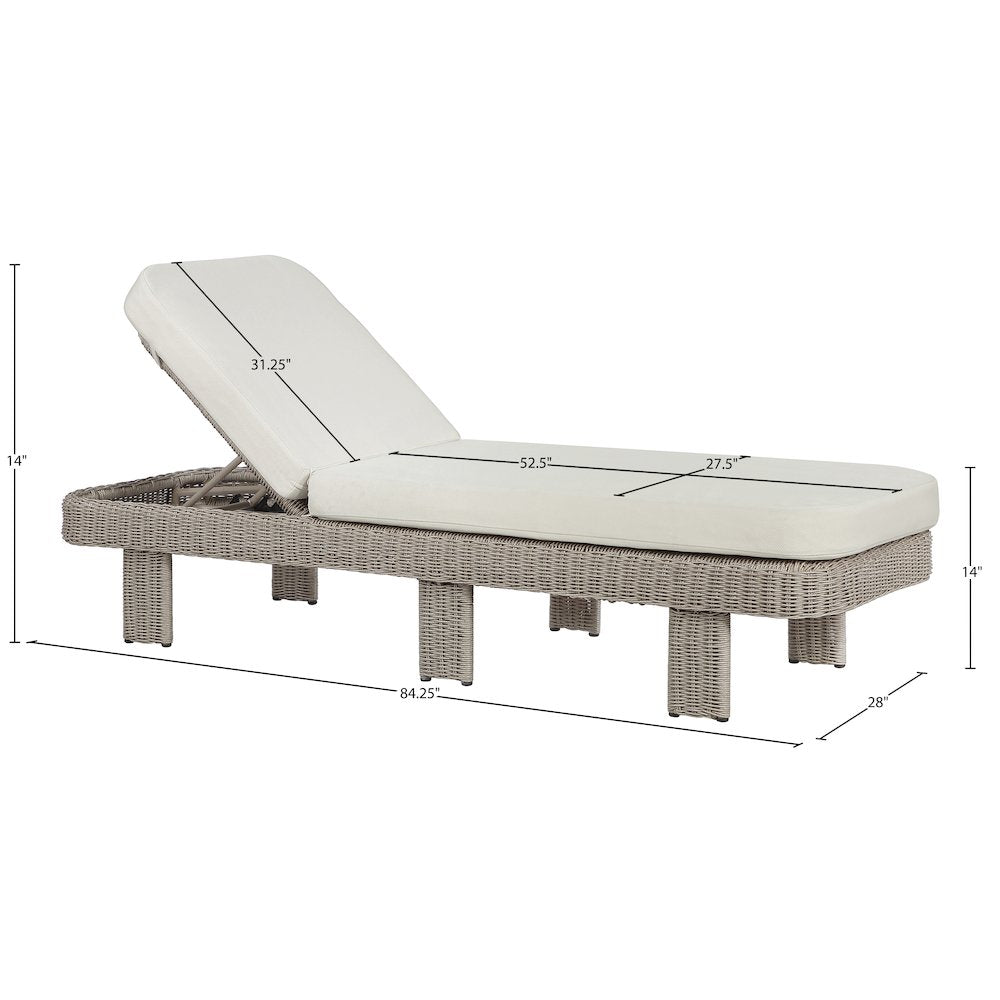 Sandbay Cream Olefin Water Resistant Fabric Wicker Outdoor Patio Lounge Chair