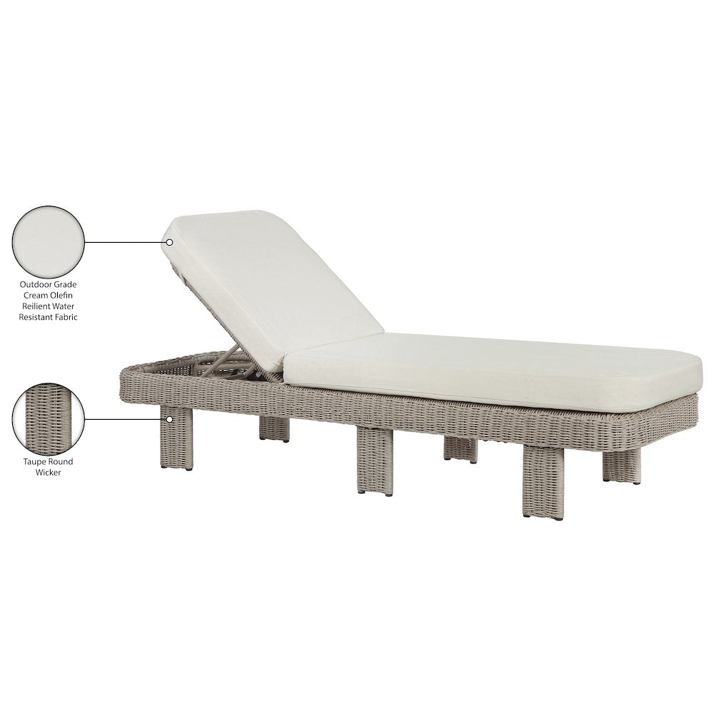 Sandbay Cream Olefin Water Resistant Fabric Wicker Outdoor Patio Lounge Chair