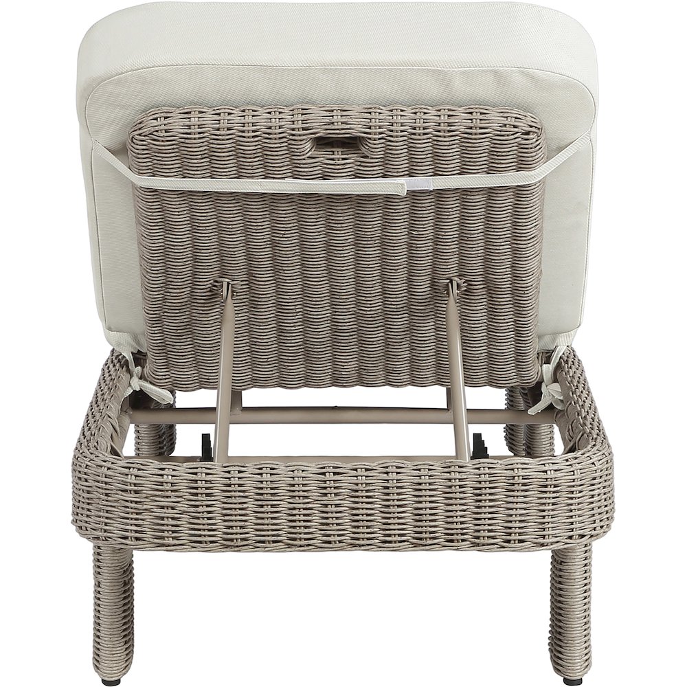 Sandbay Cream Olefin Water Resistant Fabric Wicker Outdoor Patio Lounge Chair