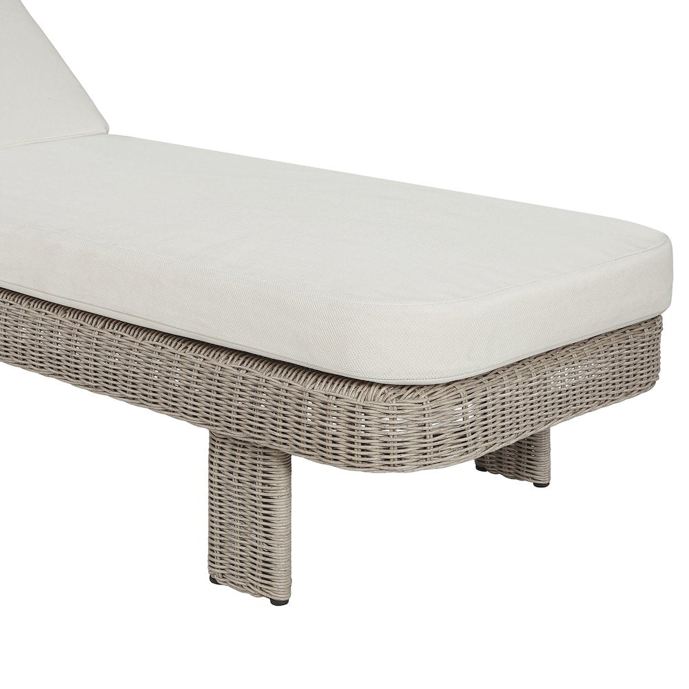 Sandbay Cream Olefin Water Resistant Fabric Wicker Outdoor Patio Lounge Chair