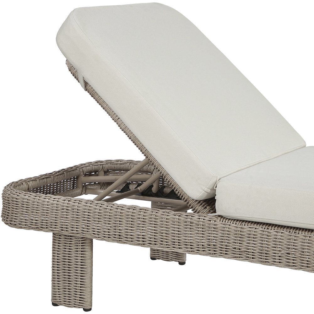 Sandbay Cream Olefin Water Resistant Fabric Wicker Outdoor Patio Lounge Chair
