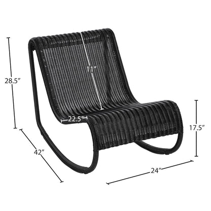Antigua Black Wicker Outdoor Patio Rocking Chair