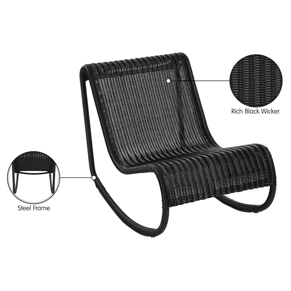 Antigua Black Wicker Outdoor Patio Rocking Chair