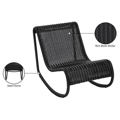 Antigua Black Wicker Outdoor Patio Rocking Chair