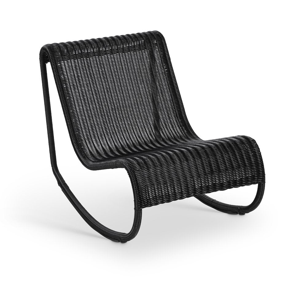 Antigua Black Wicker Outdoor Patio Rocking Chair