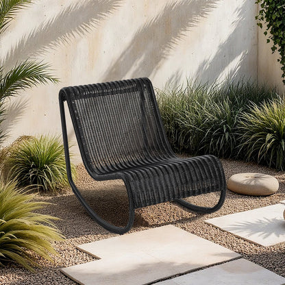 Antigua Black Wicker Outdoor Patio Rocking Chair
