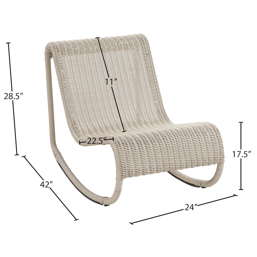 Antigua Cream Wicker Outdoor Patio Rocking Chair