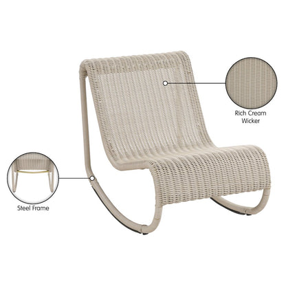 Antigua Cream Wicker Outdoor Patio Rocking Chair