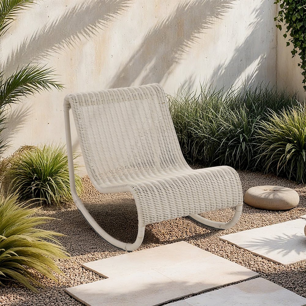 Antigua Cream Wicker Outdoor Patio Rocking Chair