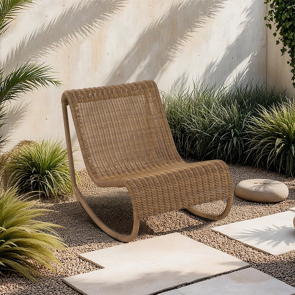 Antigua Natural Wicker Outdoor Patio Rocking Chair