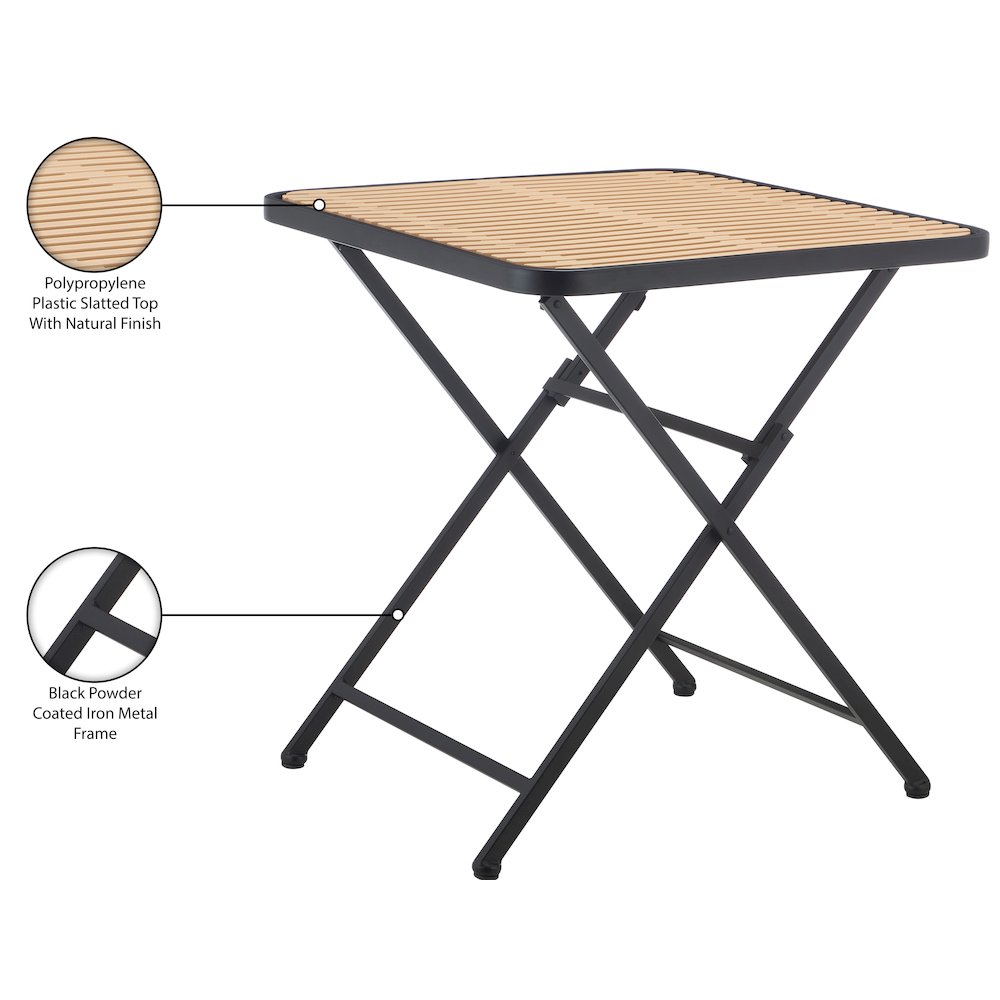 Marilla 27.75" Black / Natural Iron Outdoor Dining Table