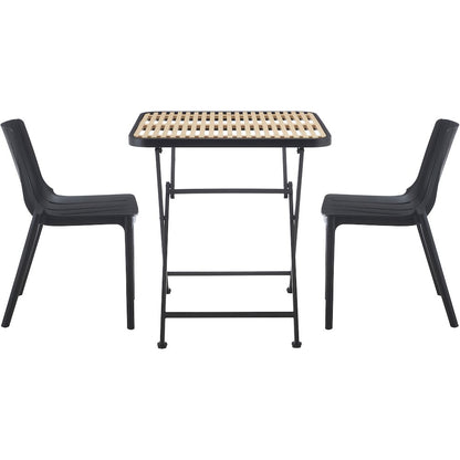 Marilla 27.75" Black / Natural Iron Outdoor Dining Table