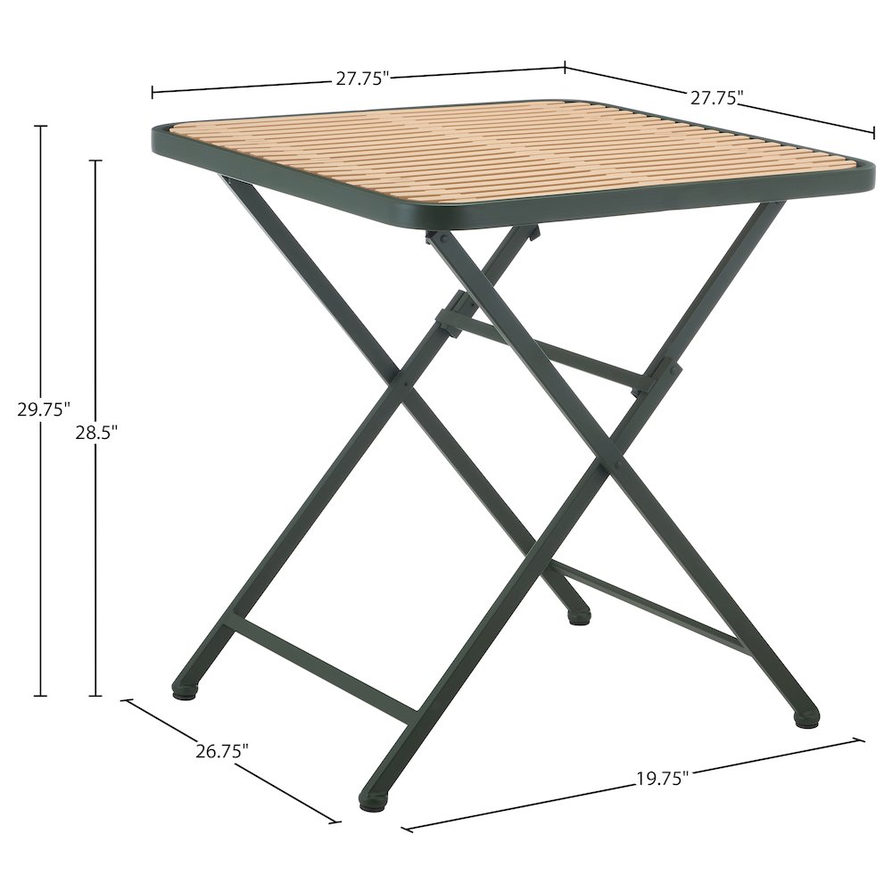 Marilla 27.75" Green / Natural Iron Outdoor Dining Table