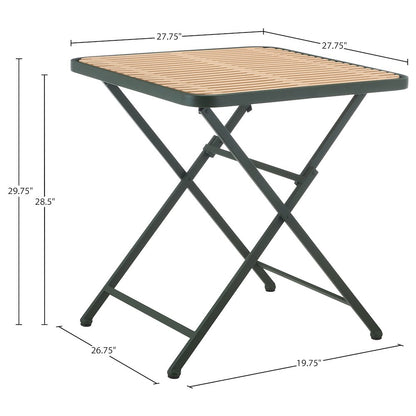 Marilla 27.75" Green / Natural Iron Outdoor Dining Table