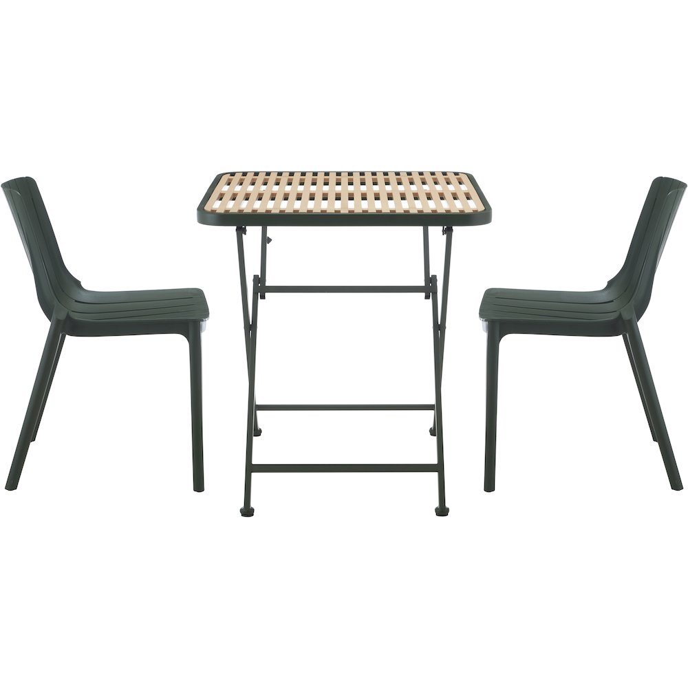 Marilla 27.75" Green / Natural Iron Outdoor Dining Table