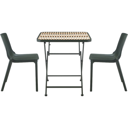 Marilla 27.75" Green / Natural Iron Outdoor Dining Table