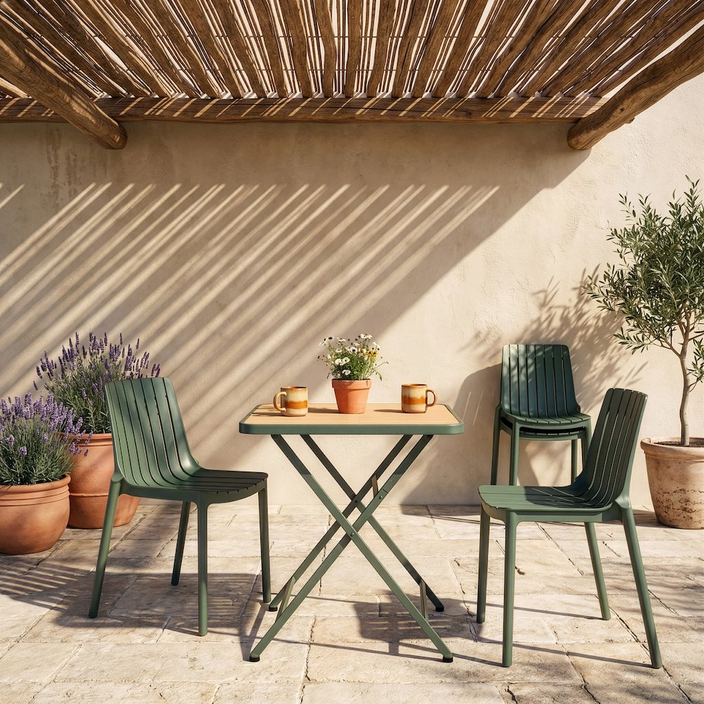 Marilla 27.75" Green / Natural Iron Outdoor Dining Table