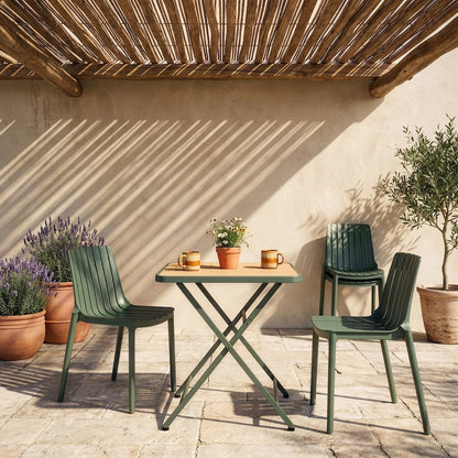 Marilla 27.75" Green / Natural Iron Outdoor Dining Table
