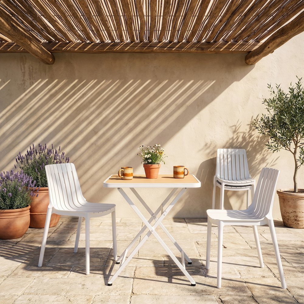 Marilla White Polypropylene Outdoor Patio Dining Chair, Set of 4