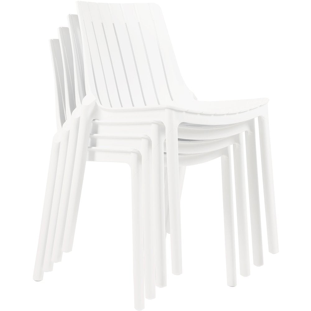 Marilla White Polypropylene Outdoor Patio Dining Chair, Set of 4