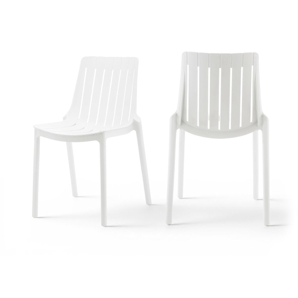 Marilla White Polypropylene Outdoor Patio Dining Chair, Set of 4