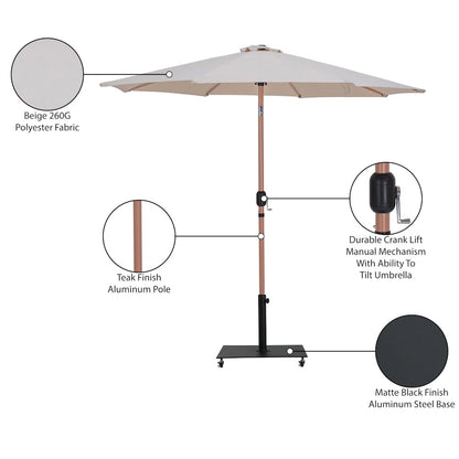 Fiji Beige Fabric / Matte Black Aluminum Patio Umbrella with Base Sets