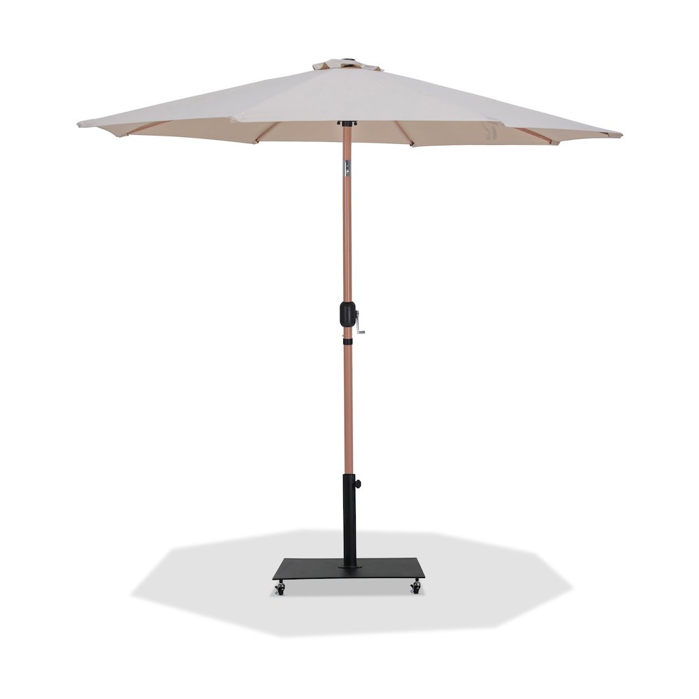 Fiji Beige Fabric / Matte Black Aluminum Patio Umbrella with Base Sets