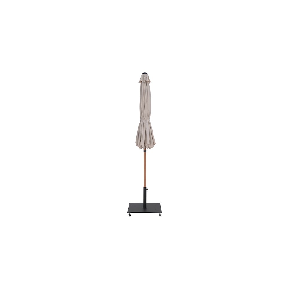 Fiji Beige Fabric / Matte Black Aluminum Patio Umbrella with Base Sets