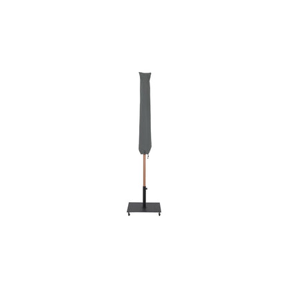Fiji Beige Fabric / Matte Black Aluminum Patio Umbrella with Base Sets