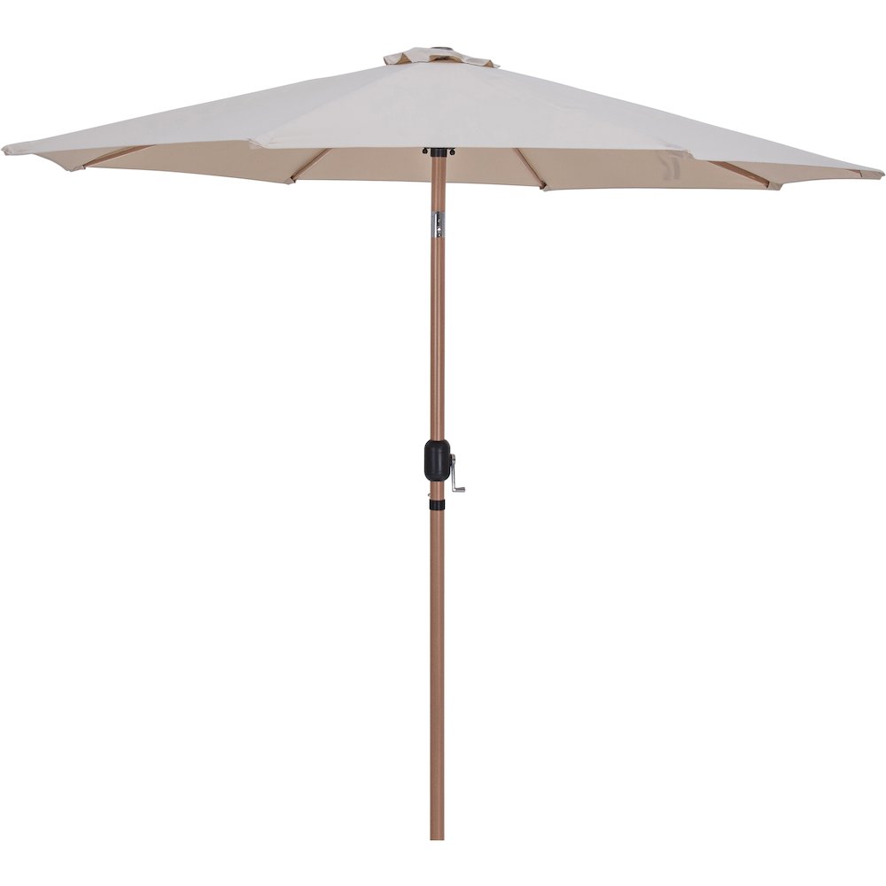 Fiji Beige Fabric / Matte Black Aluminum Patio Umbrella with Base Sets