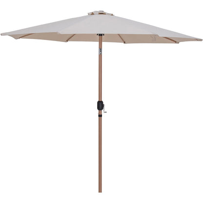 Fiji Beige Fabric / Matte Black Aluminum Patio Umbrella with Base Sets
