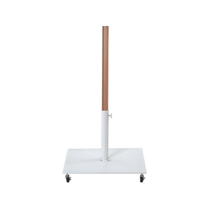 Fiji Beige Fabric / Matte White Aluminum Patio Umbrella with Base Sets