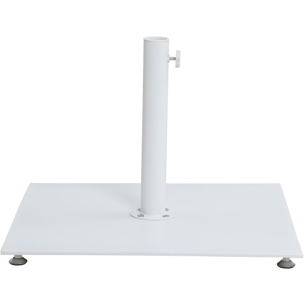 Fiji Beige Fabric / Matte White Aluminum Patio Umbrella with Base Sets