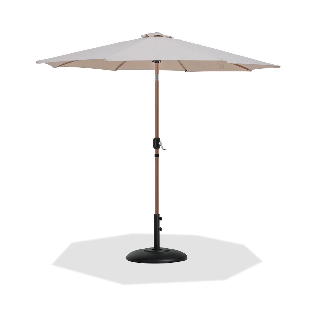Fiji Beige Fabric / Matte Black Aluminum Patio Umbrella with Base Sets