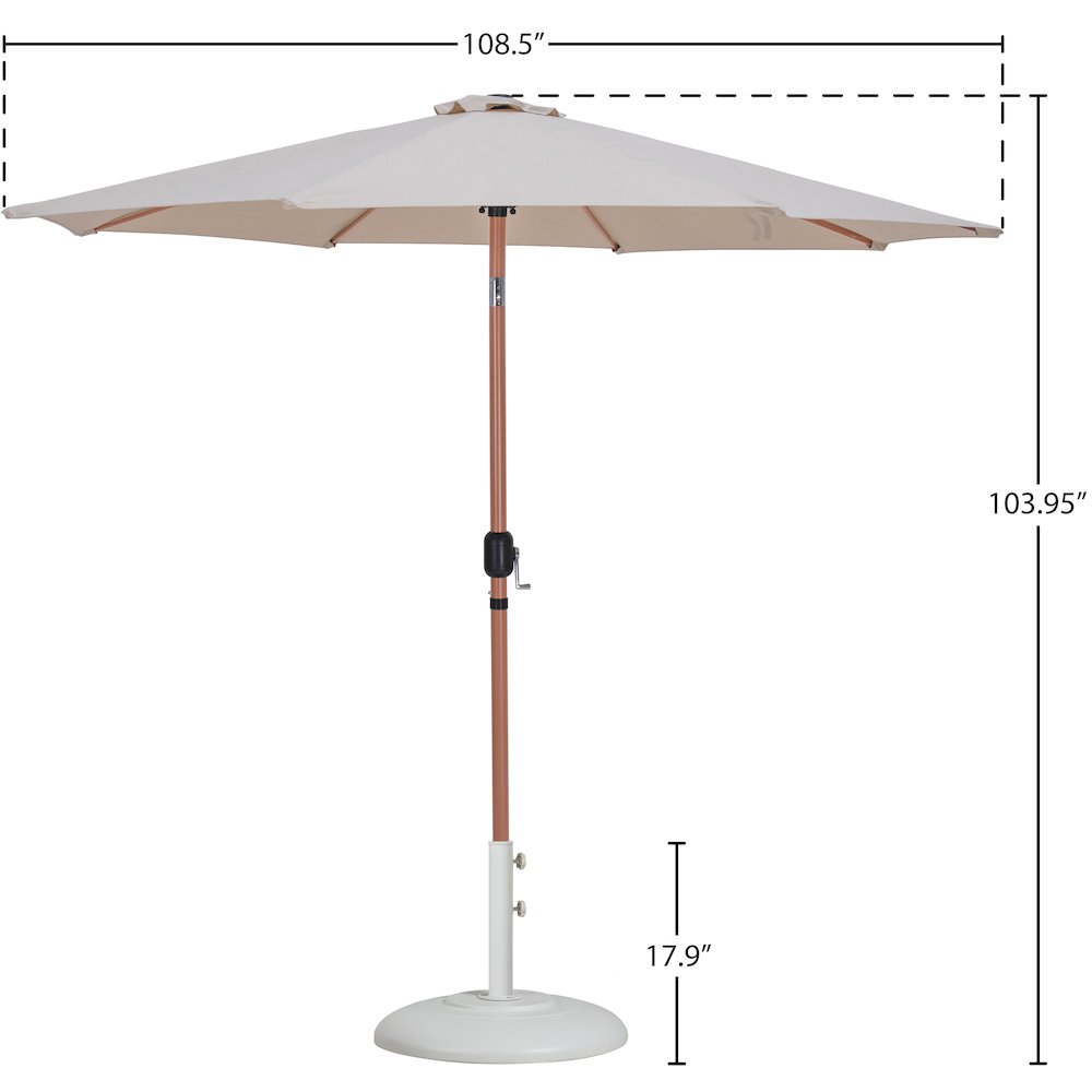 Fiji Beige Fabric / Matte White Aluminum Patio Umbrella with Base Sets