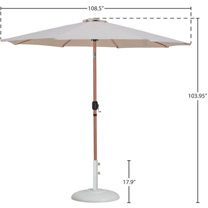 Fiji Beige Fabric / Matte White Aluminum Patio Umbrella with Base Sets
