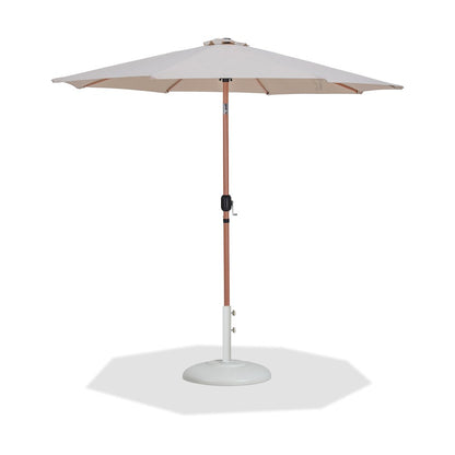 Fiji Beige Fabric / Matte White Aluminum Patio Umbrella with Base Sets