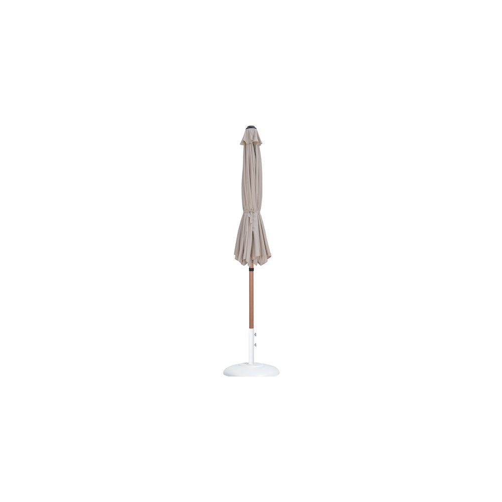 Fiji Beige Fabric / Matte White Aluminum Patio Umbrella with Base Sets
