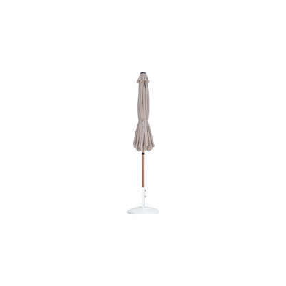 Fiji Beige Fabric / Matte White Aluminum Patio Umbrella with Base Sets