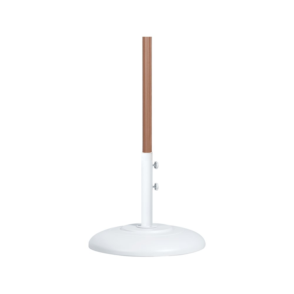 Fiji Beige Fabric / Matte White Aluminum Patio Umbrella with Base Sets